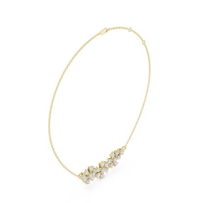 2.22ctw Solid Gold Modern Diamond Mangalsutra Triple Flower Cluster Necklace