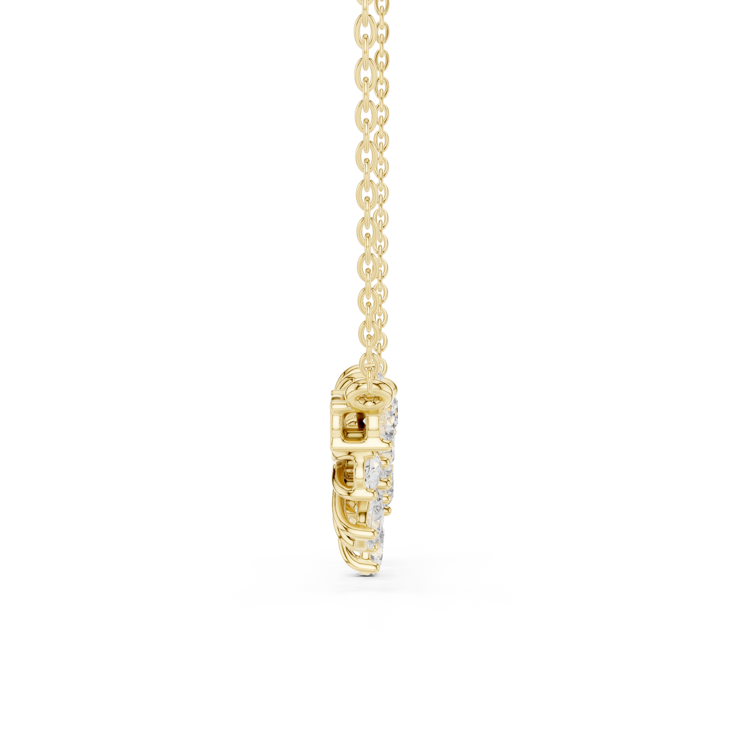 2.22ctw Solid Gold Modern Diamond Mangalsutra Triple Flower Cluster Necklace
