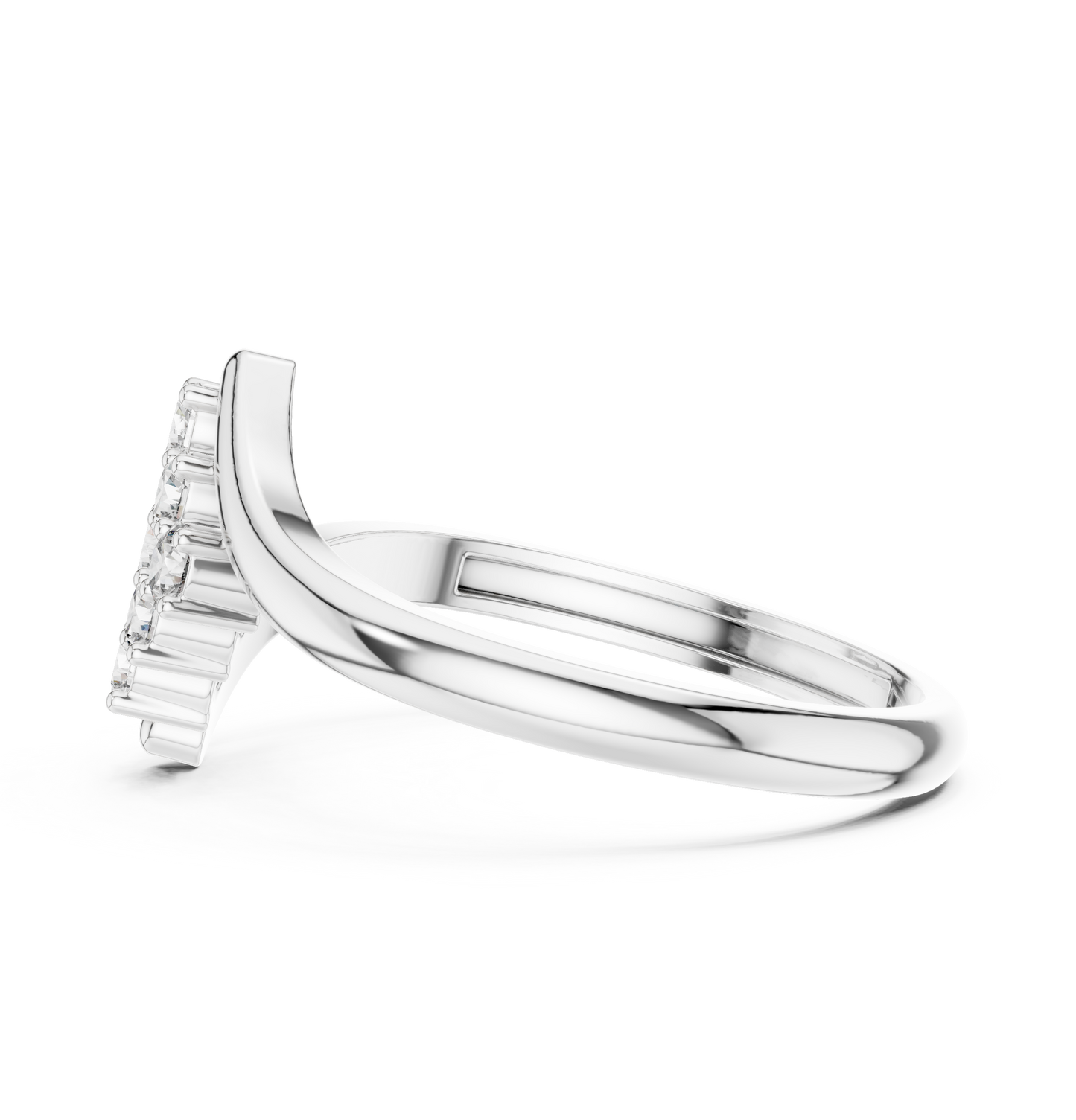 0.32ctw Diamond Cluster Solitaire Cocktail Ring with Fluid Bypass Band in Yellow Gold