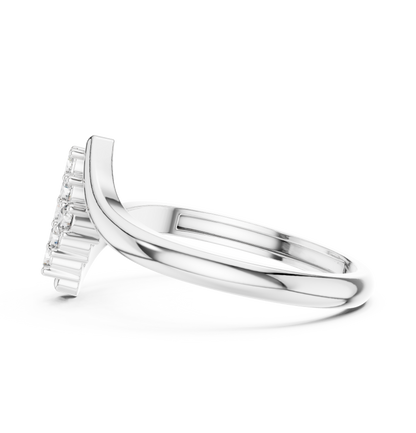 0.32ctw Diamond Cluster Solitaire Cocktail Ring with Fluid Bypass Band in Yellow Gold