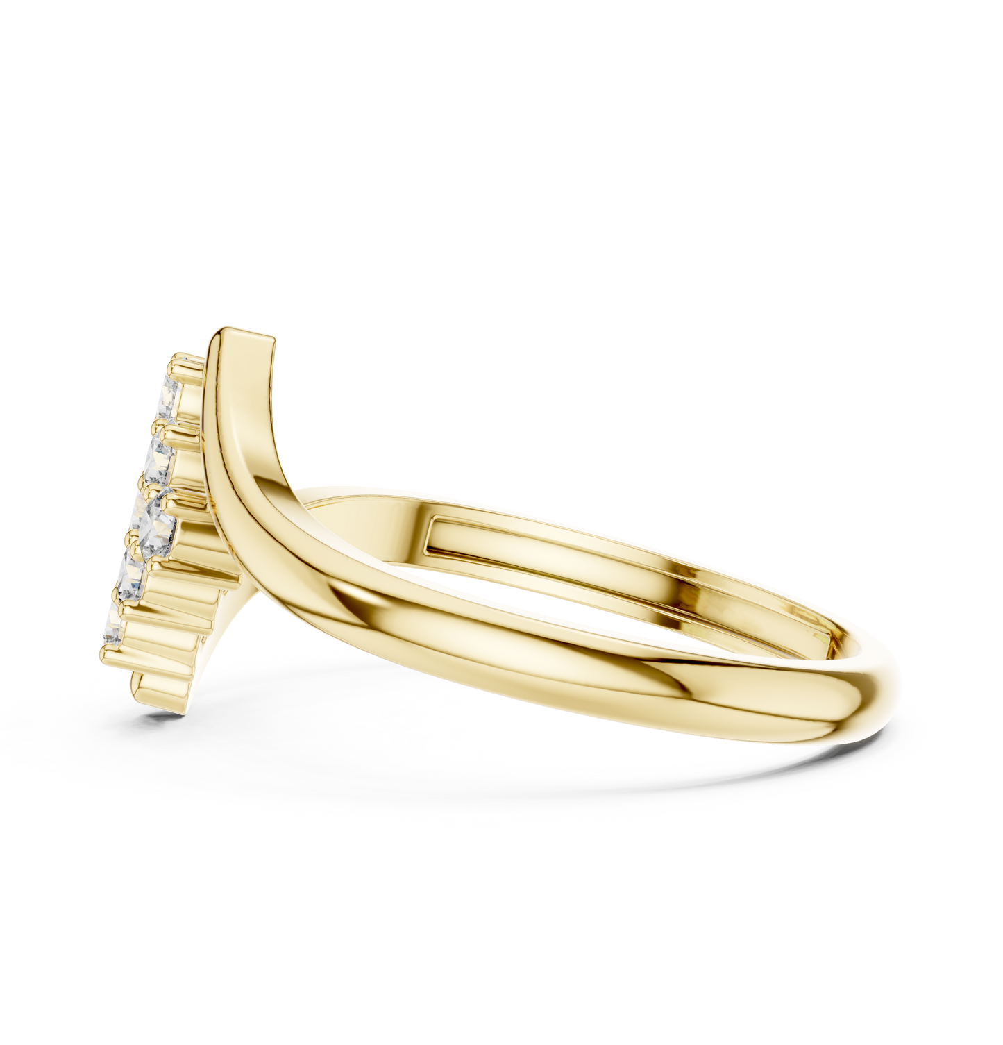 0.32ctw Diamond Cluster Solitaire Cocktail Ring with Fluid Bypass Band in Yellow Gold