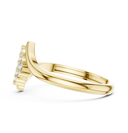 0.32ctw Diamond Cluster Solitaire Cocktail Ring with Fluid Bypass Band in Yellow Gold