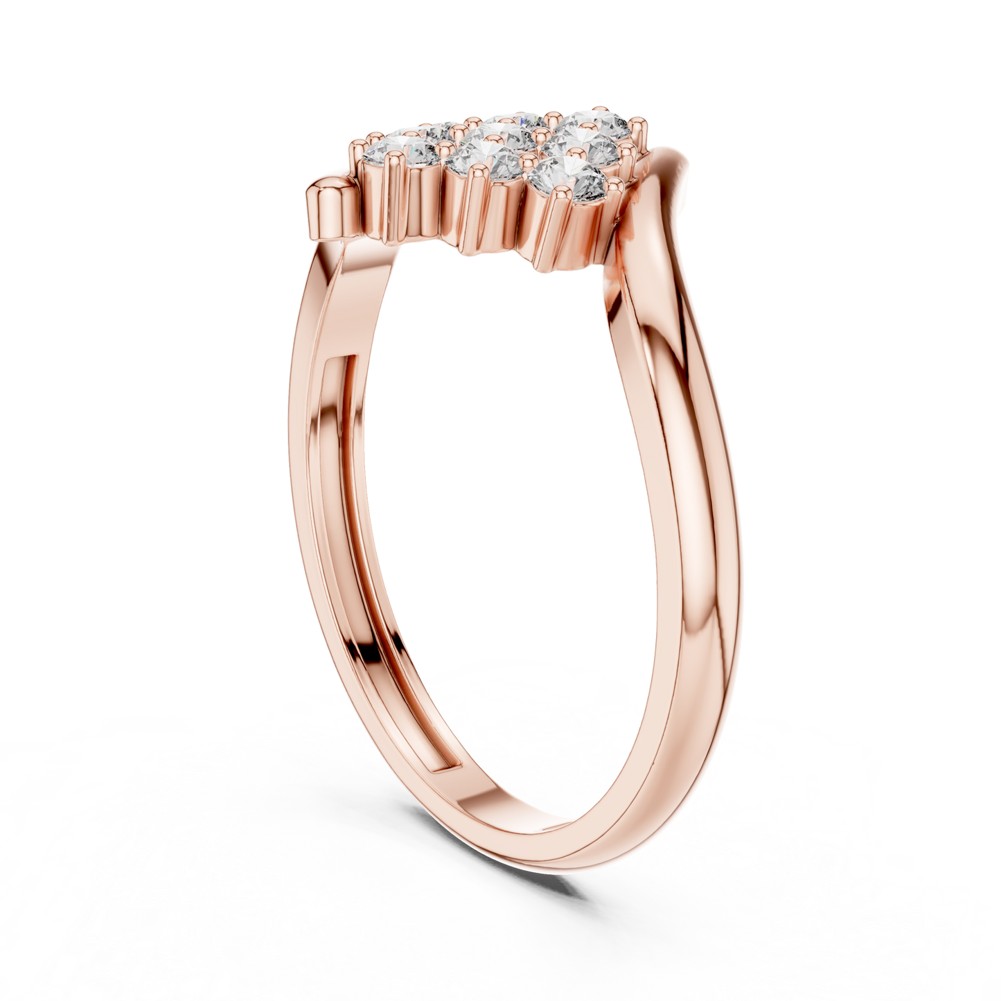 0.32ctw Diamond Cluster Solitaire Cocktail Ring with Fluid Bypass Band in Yellow Gold
