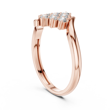 0.32ctw Diamond Cluster Solitaire Cocktail Ring with Fluid Bypass Band in Yellow Gold