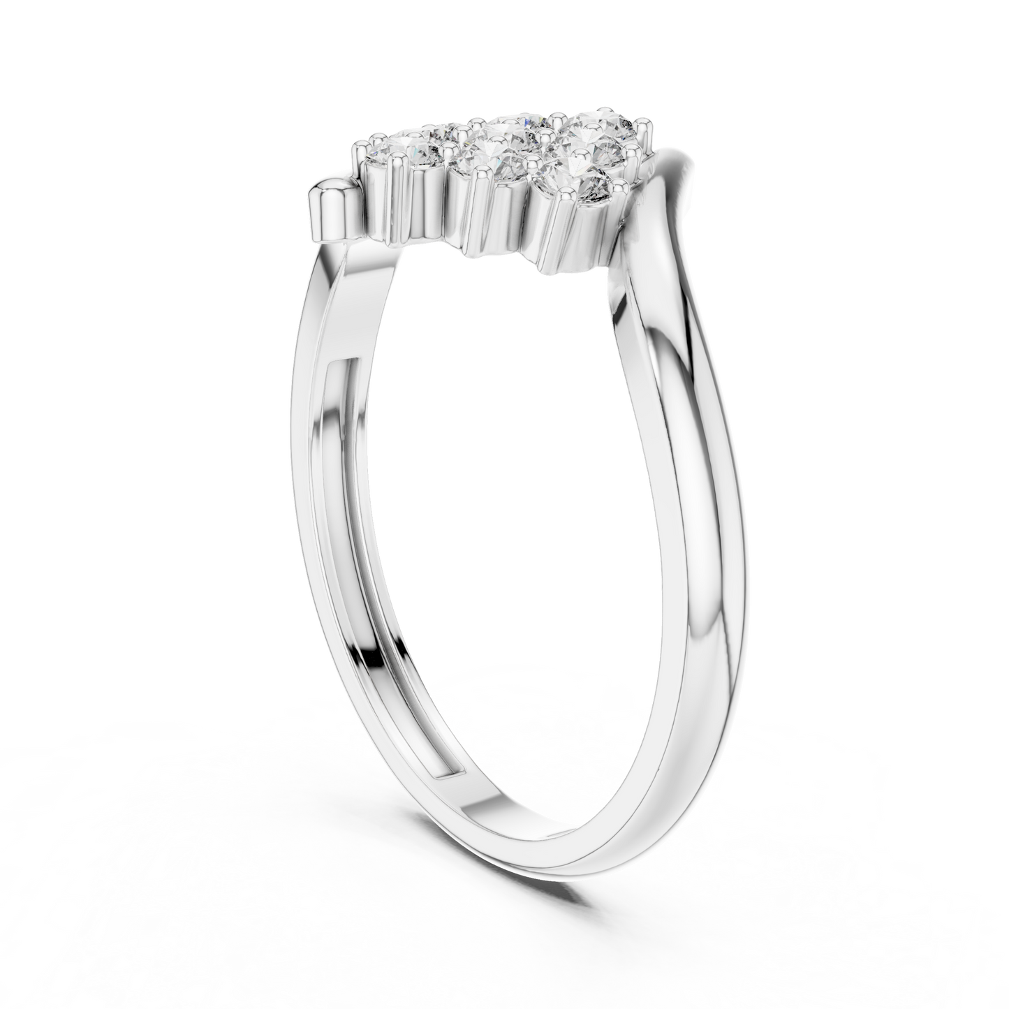 0.32ctw Diamond Cluster Solitaire Cocktail Ring with Fluid Bypass Band in Yellow Gold