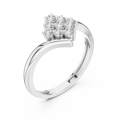 0.32ctw Diamond Cluster Solitaire Cocktail Ring with Fluid Bypass Band in Yellow Gold