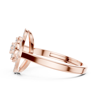 0.34ctw Diamond Flower Cluster Geometric Open Ring | Yellow Gold