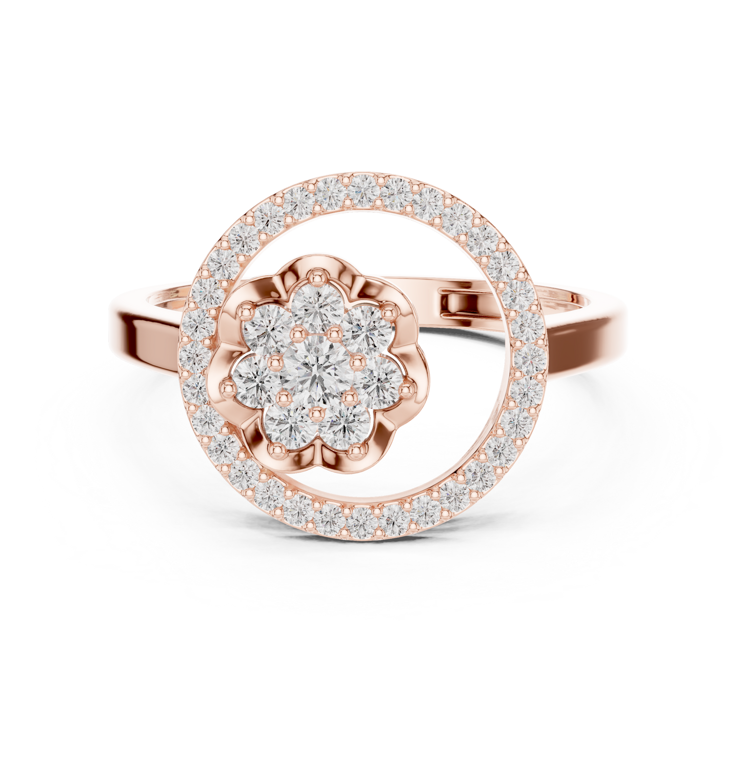 0.34ctw Diamond Flower Cluster Geometric Open Ring | Yellow Gold
