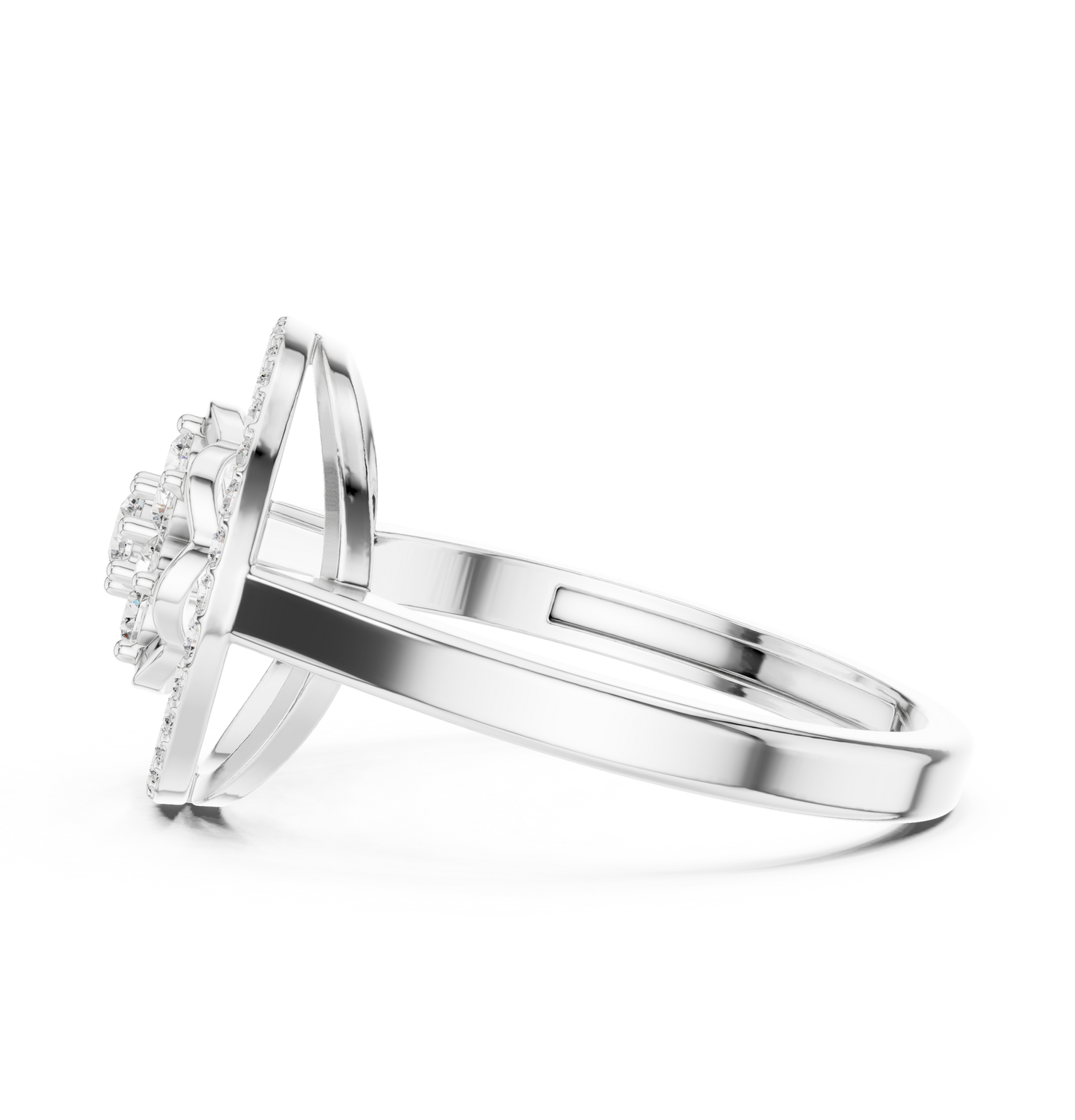 0.34ctw Diamond Flower Cluster Geometric Open Ring | Yellow Gold