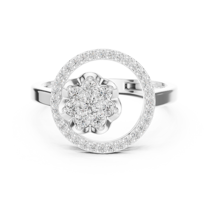 0.34ctw Diamond Flower Cluster Geometric Open Ring | Yellow Gold