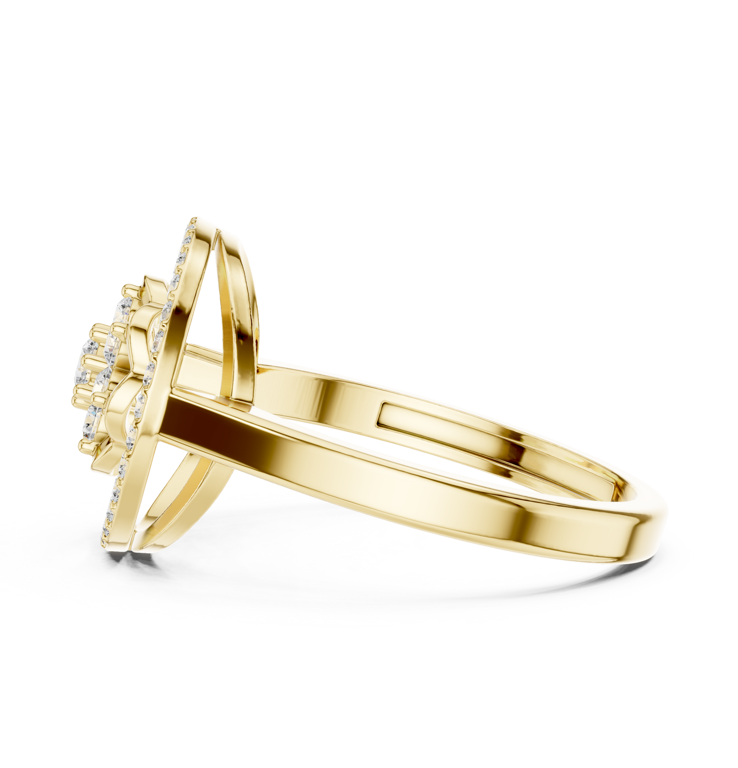 0.34ctw Diamond Flower Cluster Geometric Open Ring | Yellow Gold
