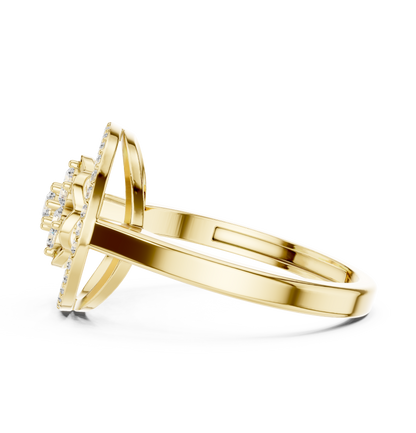 0.34ctw Diamond Flower Cluster Geometric Open Ring | Yellow Gold