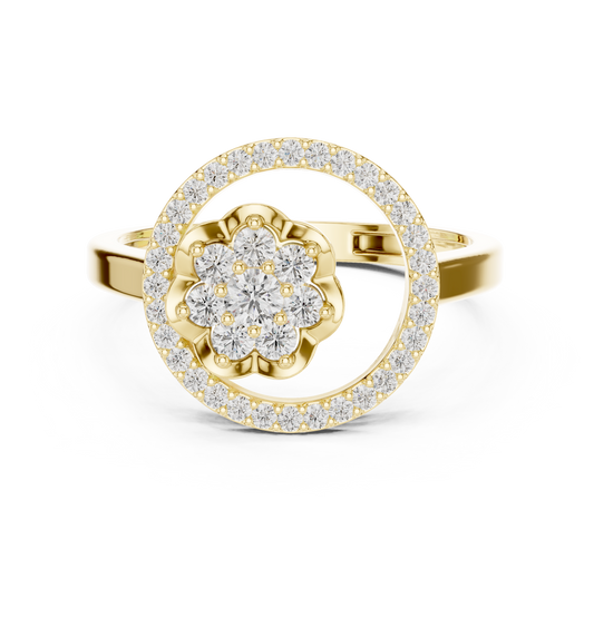 0.34ctw Diamond Flower Cluster Geometric Open Ring | Yellow Gold