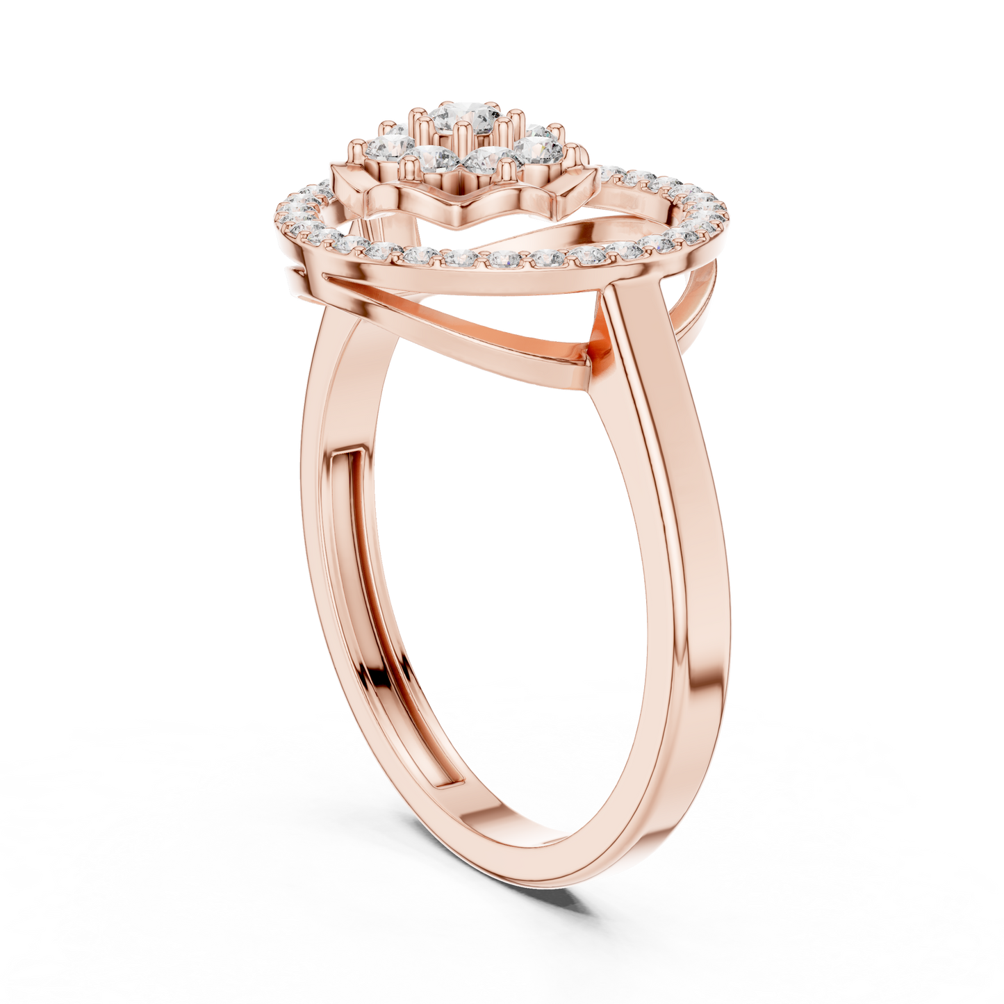 0.34ctw Diamond Flower Cluster Geometric Open Ring | Yellow Gold