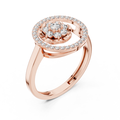 0.34ctw Diamond Flower Cluster Geometric Open Ring | Yellow Gold