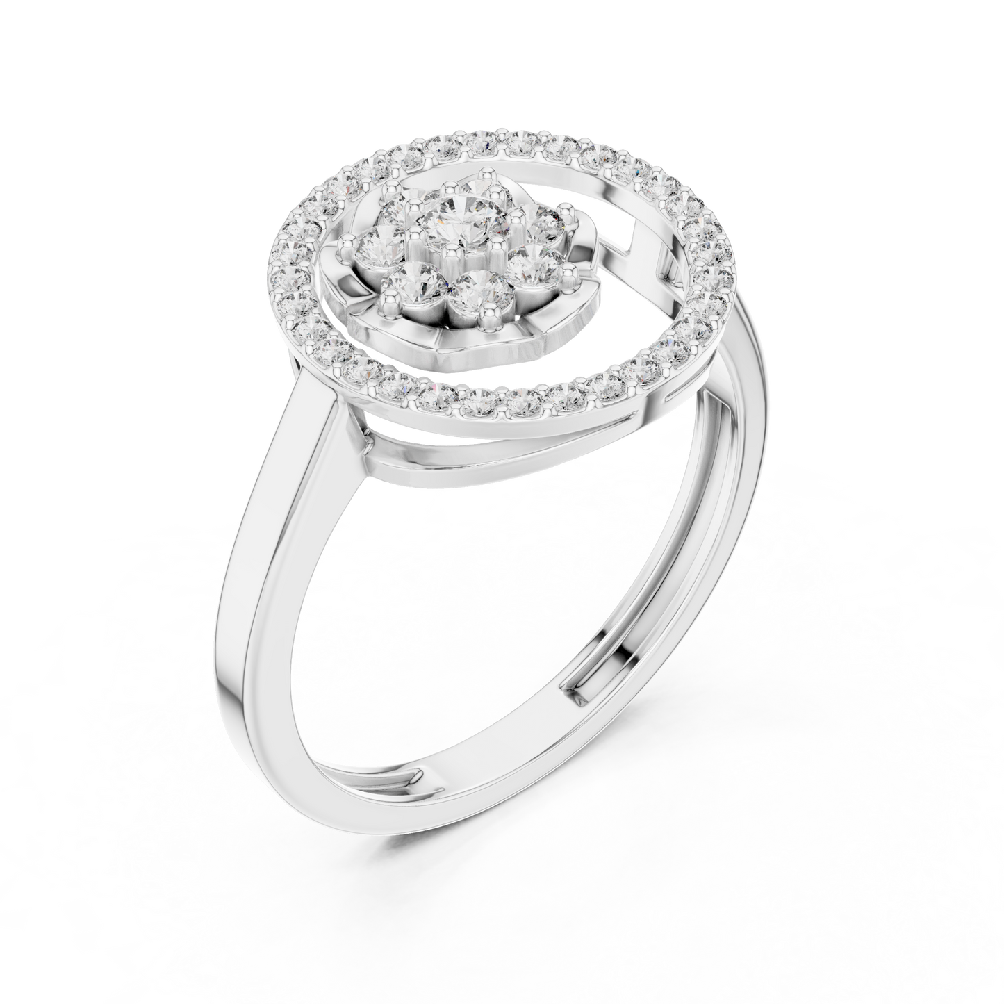 0.34ctw Diamond Flower Cluster Geometric Open Ring | Yellow Gold