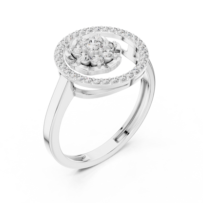 0.34ctw Diamond Flower Cluster Geometric Open Ring | Yellow Gold