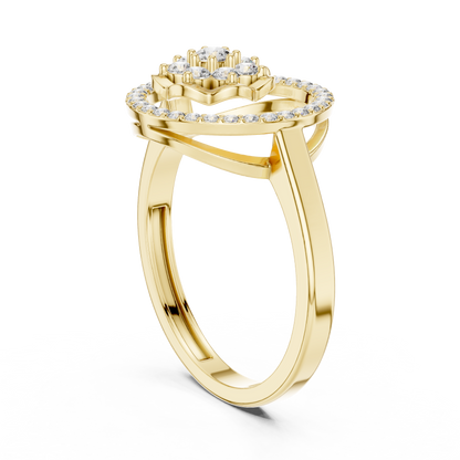 0.34ctw Diamond Flower Cluster Geometric Open Ring | Yellow Gold