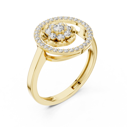 0.34ctw Diamond Flower Cluster Geometric Open Ring | Yellow Gold
