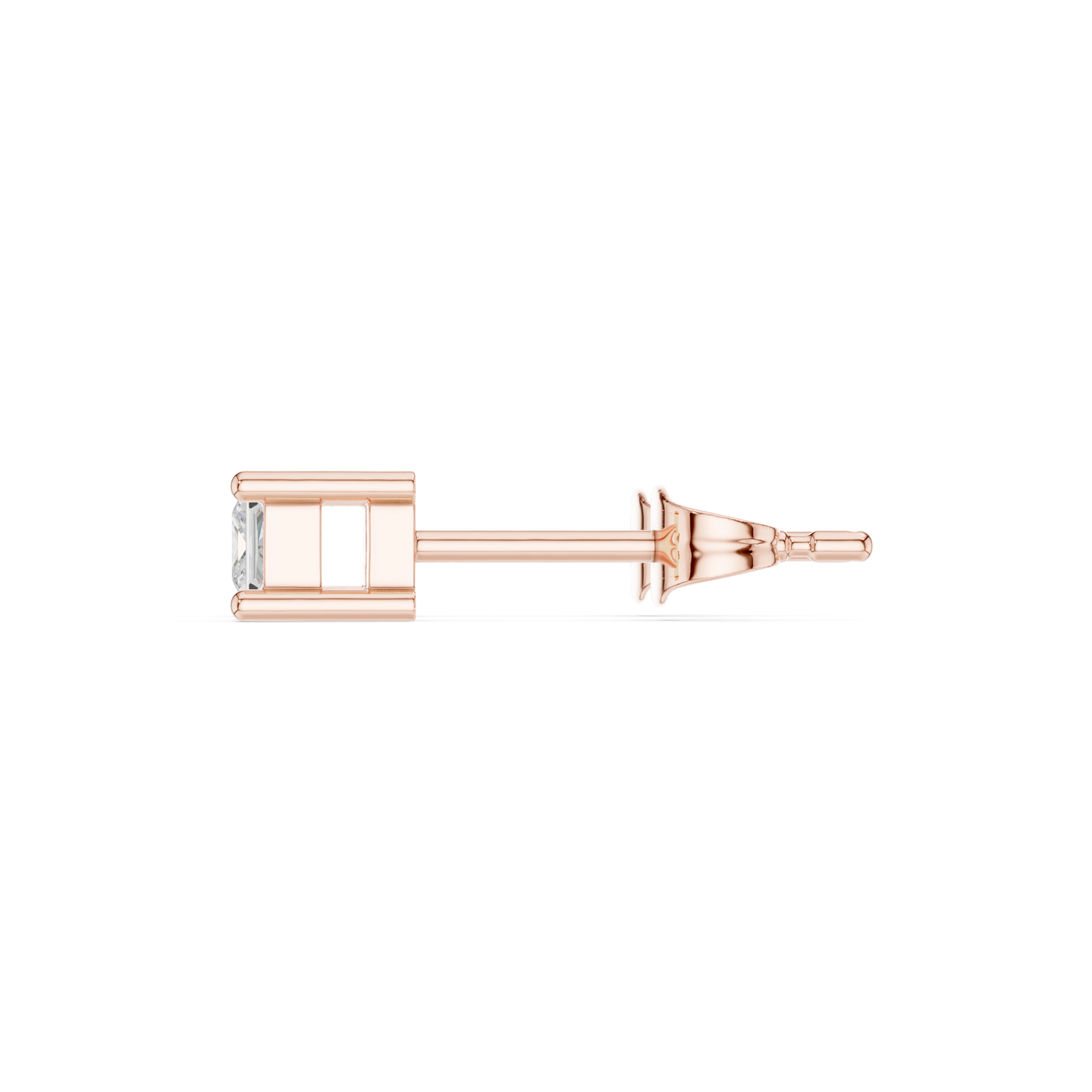 0.07CTW Princess Cut Diamond Solitaire Stud Earrings Yellow Gold