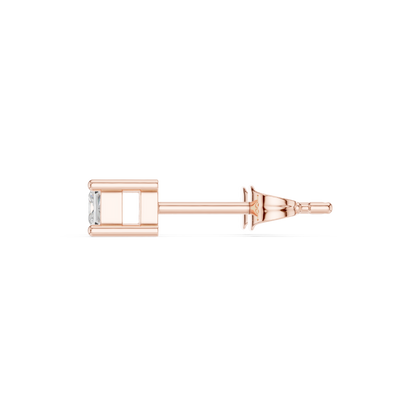 0.07CTW Princess Cut Diamond Solitaire Stud Earrings Yellow Gold