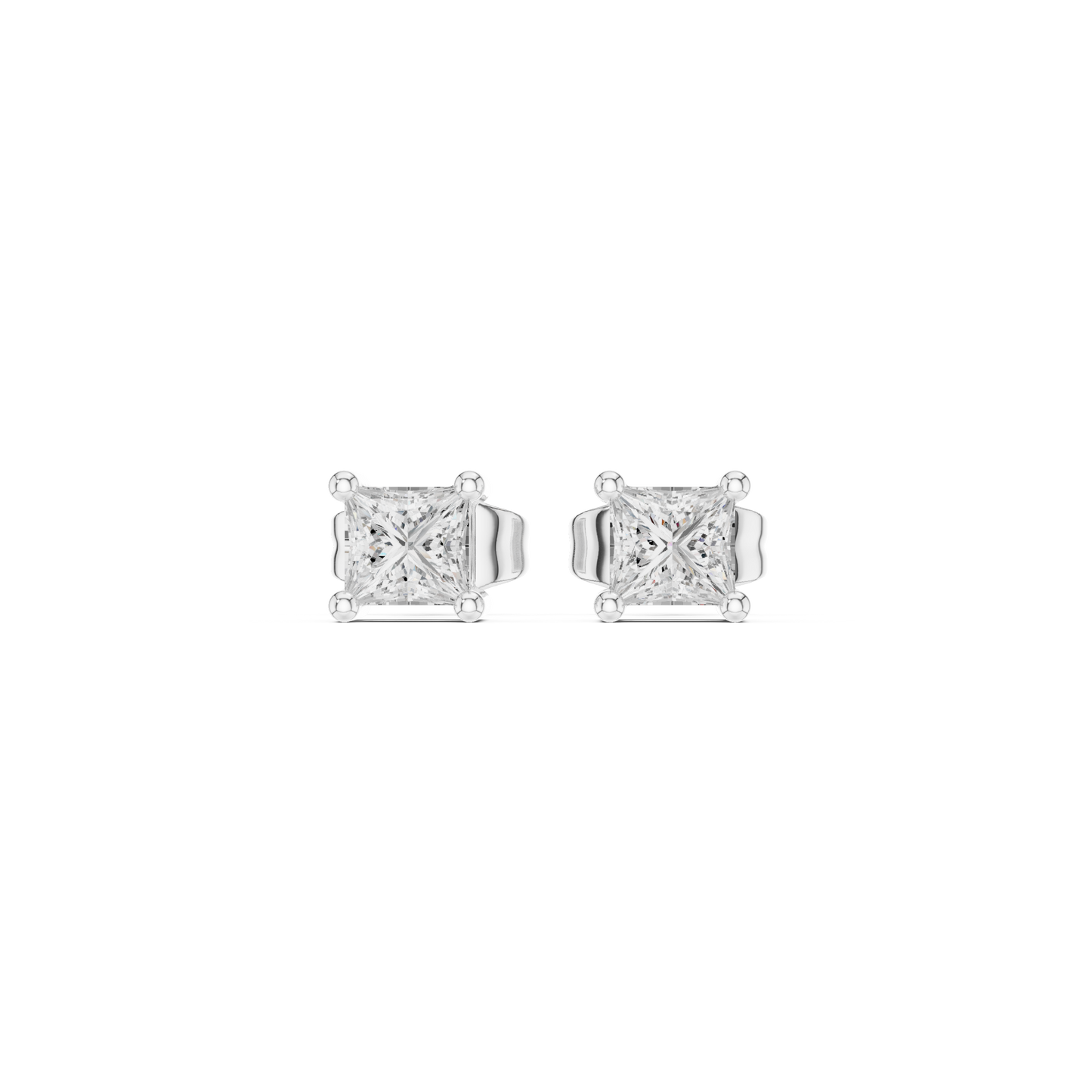 0.07CTW Princess Cut Diamond Solitaire Stud Earrings Yellow Gold