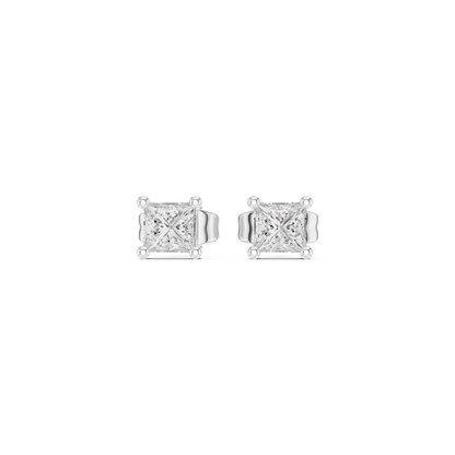 0.07CTW Princess Cut Diamond Solitaire Stud Earrings Yellow Gold
