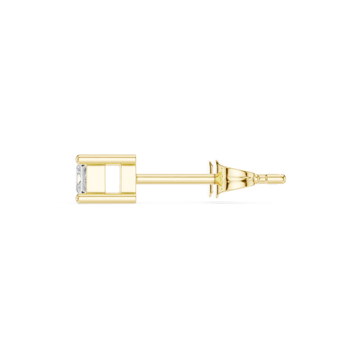 0.07CTW Princess Cut Diamond Solitaire Stud Earrings Yellow Gold