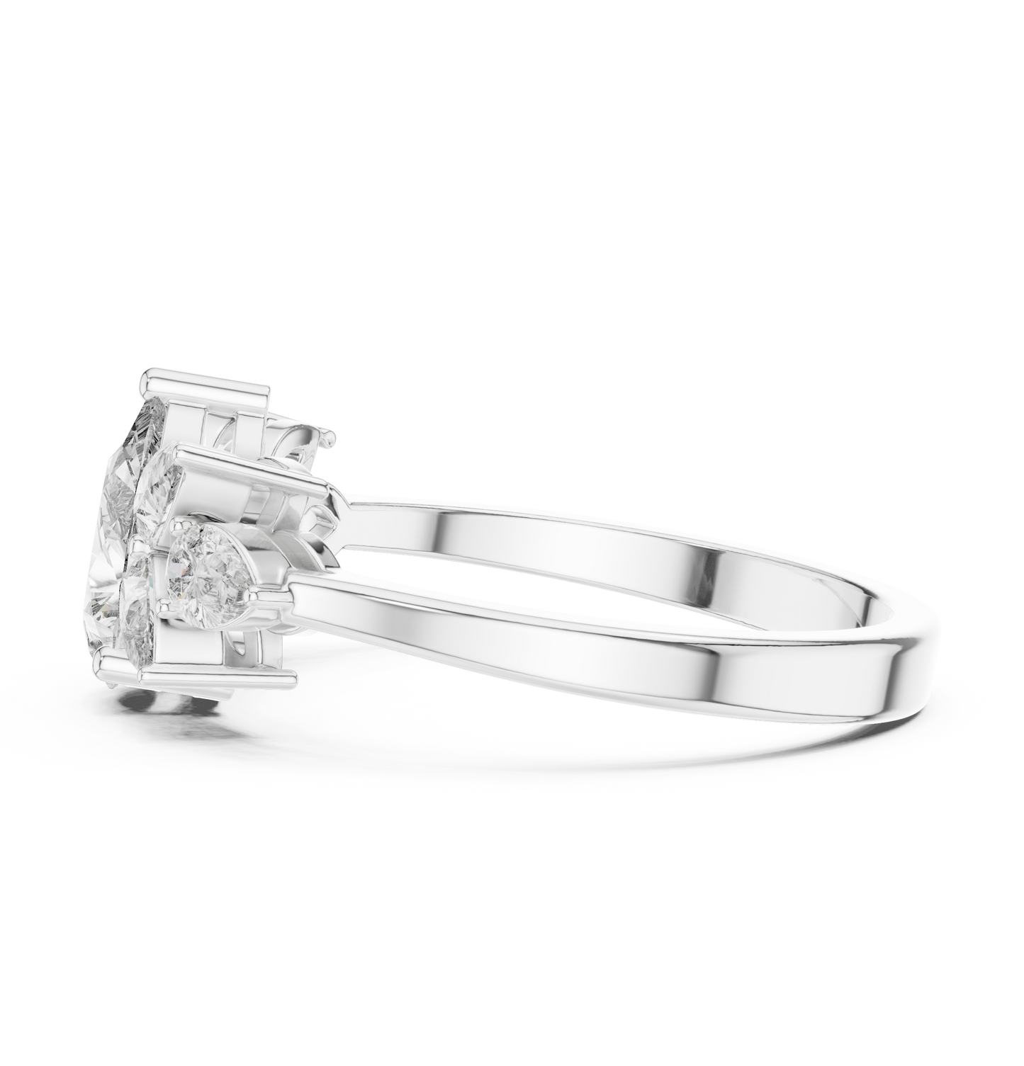 1.31ctw Pear Shaped Diamond Cluster Solitaire Statement Ring | White Gold