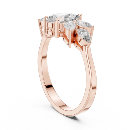 1.31ctw Pear Shaped Diamond Cluster Solitaire Statement Ring | White Gold
