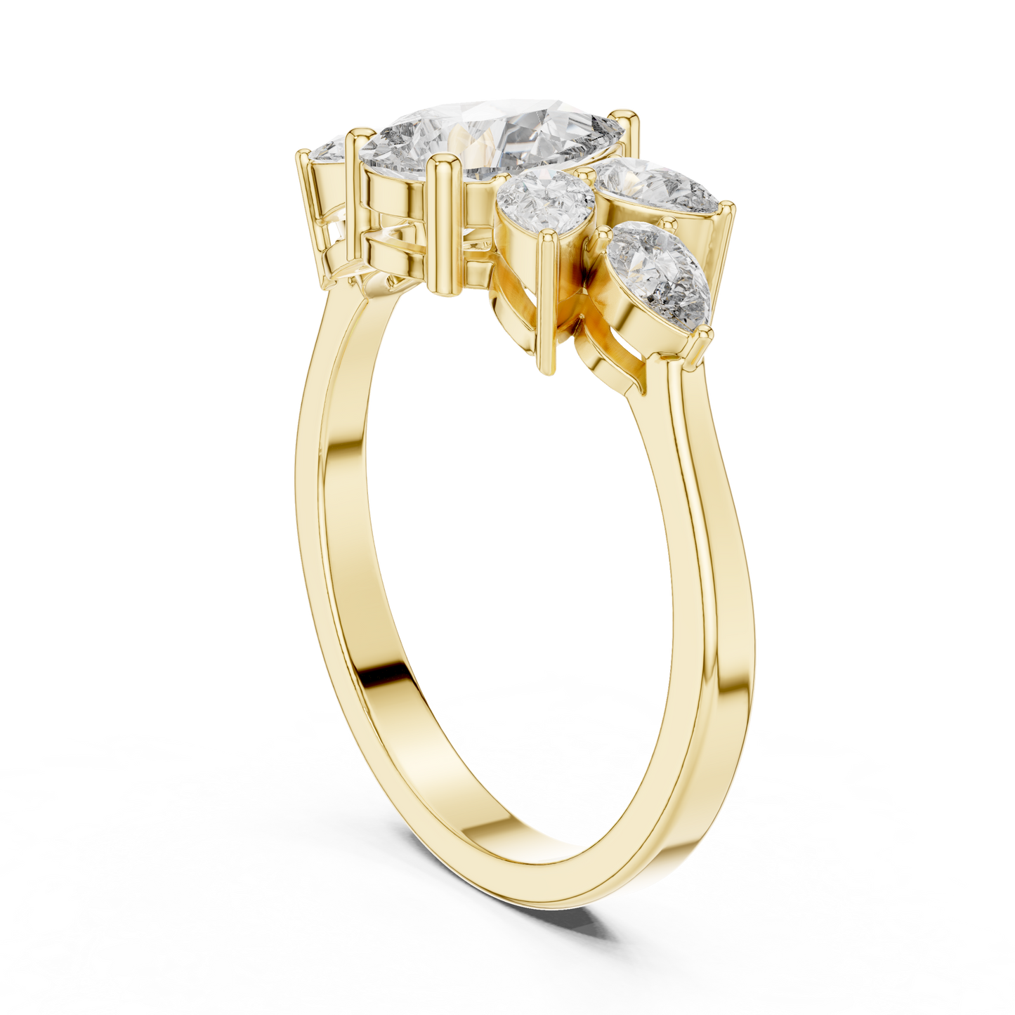 1.31ctw Pear Shaped Diamond Cluster Solitaire Statement Ring | White Gold