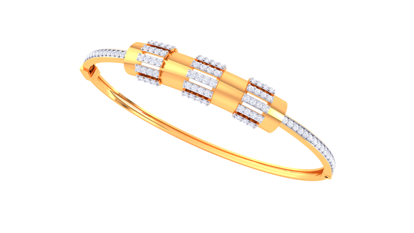 Trio Gleam Gold Bracelet - 0.80 Ct Cylindrical Brilliance Diamonds