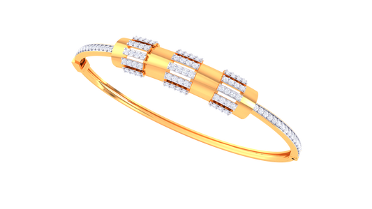 Trio Gleam Gold Bracelet - 0.80 Ct Cylindrical Brilliance Diamonds