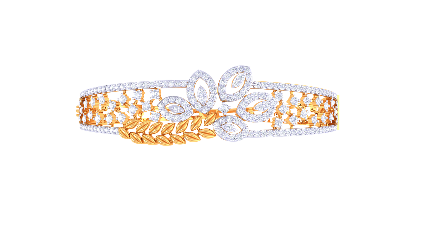 Floral Lattice Rich Gold Bracelet – 1.90 Ct Brilliant Diamonds
