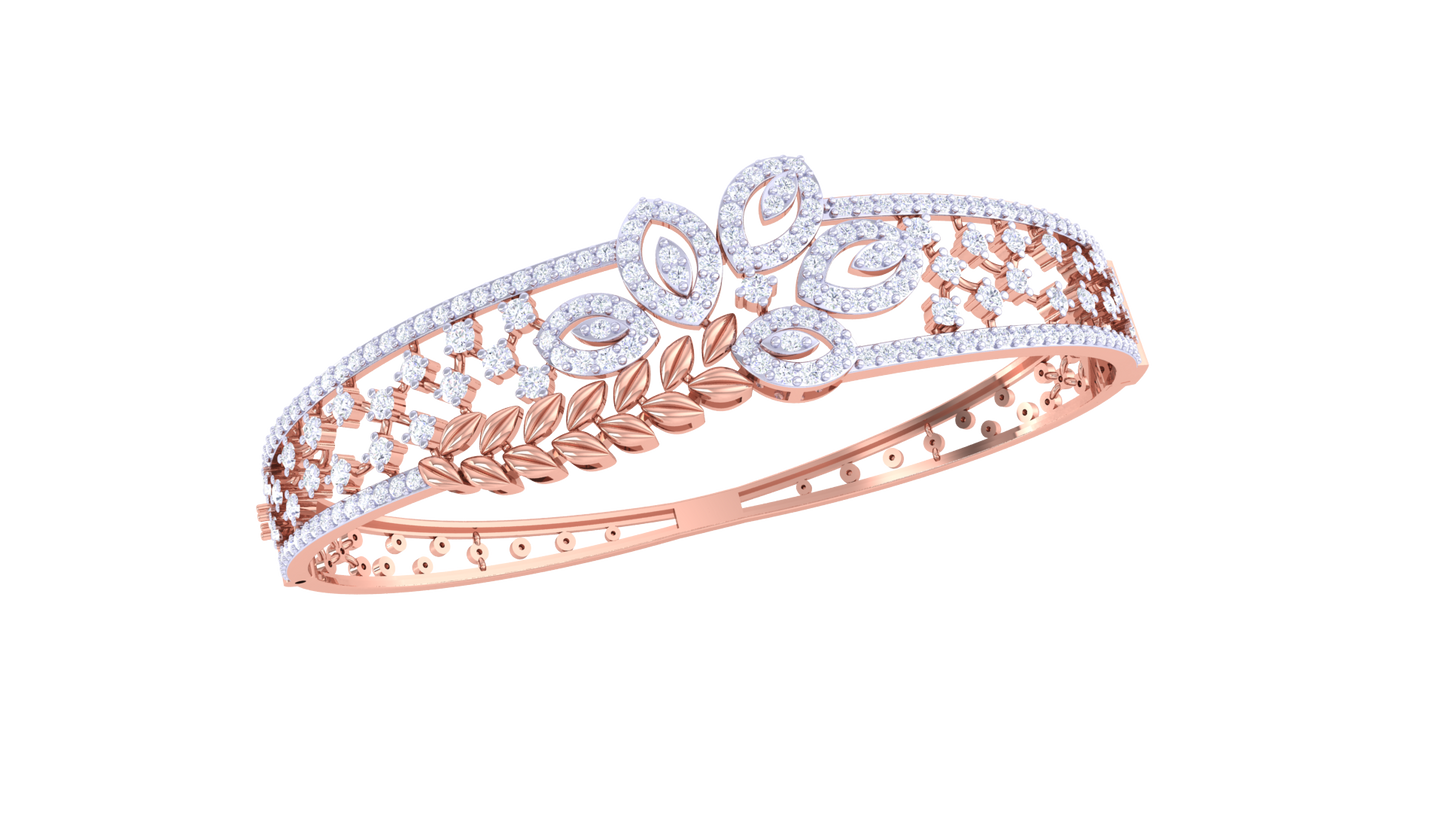 Floral Lattice Rich Gold Bracelet – 1.90 Ct Brilliant Diamonds
