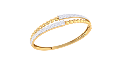 Dual-Band Radiant Gold Bangle Bracelet - 1.28 Ct Diamond Accents