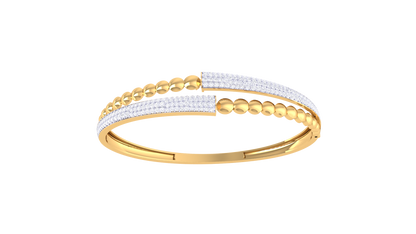 Dual-Band Radiant Gold Bangle Bracelet - 1.28 Ct Diamond Accents