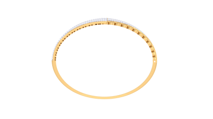 Dual-Band Radiant Gold Bangle Bracelet - 1.28 Ct Diamond Accents