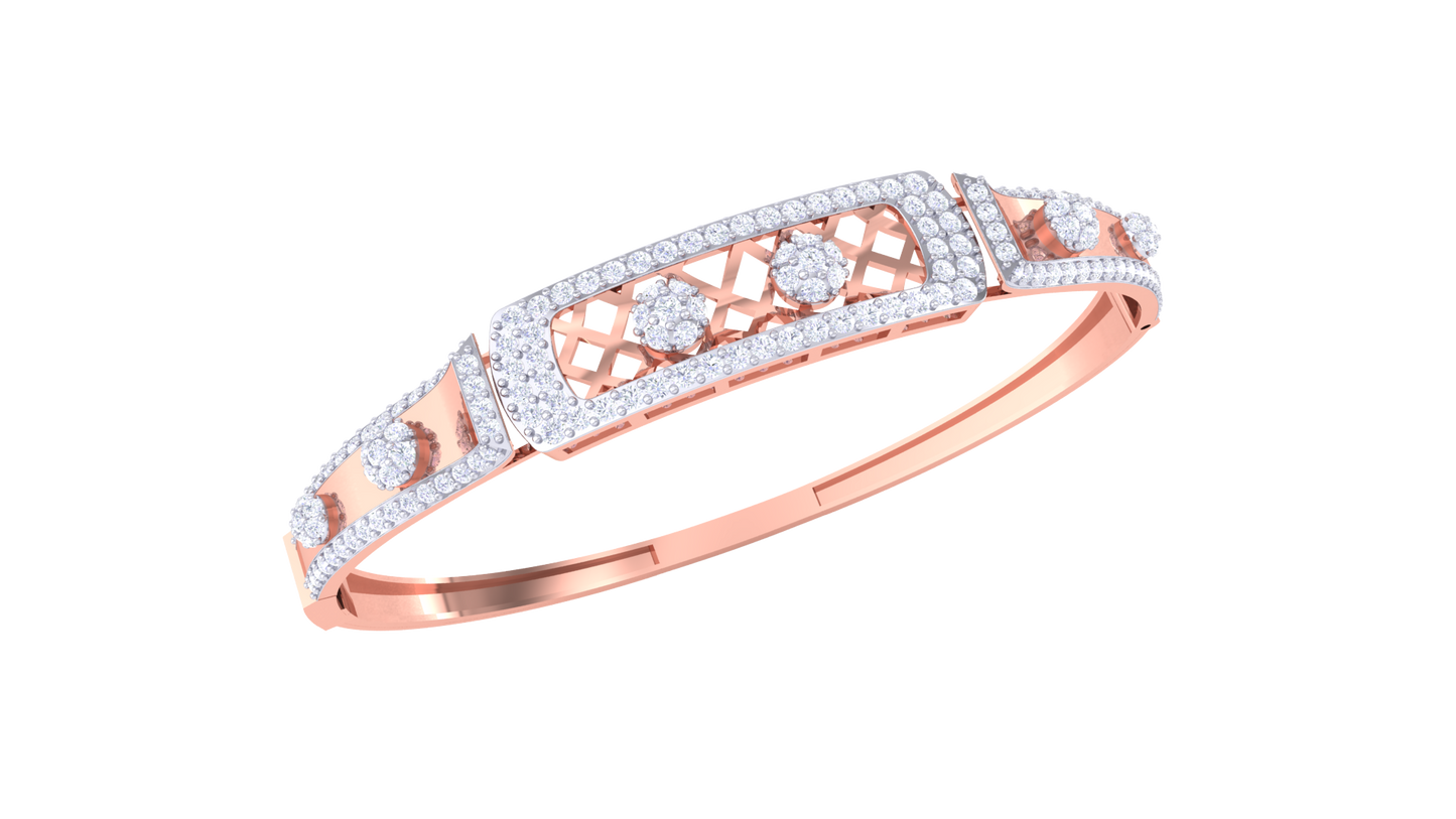 Lattice Luxe Rose Gold Bracelet - 1.72 Ct Round Diamonds