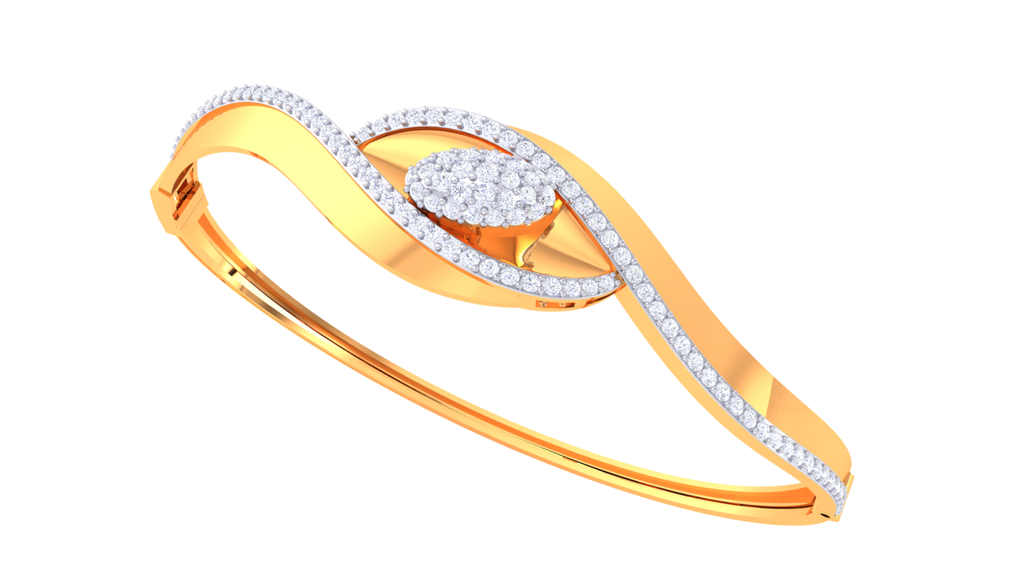 Oval Radiance Golden Crest Bracelet - 0.88 Ct Diamond Cluster