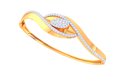 Oval Radiance Golden Crest Bracelet - 0.88 Ct Diamond Cluster