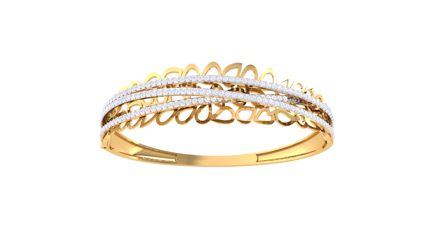 Leaf Motif Bracelet In Rich Gold - 1.43 Ct Diamonds