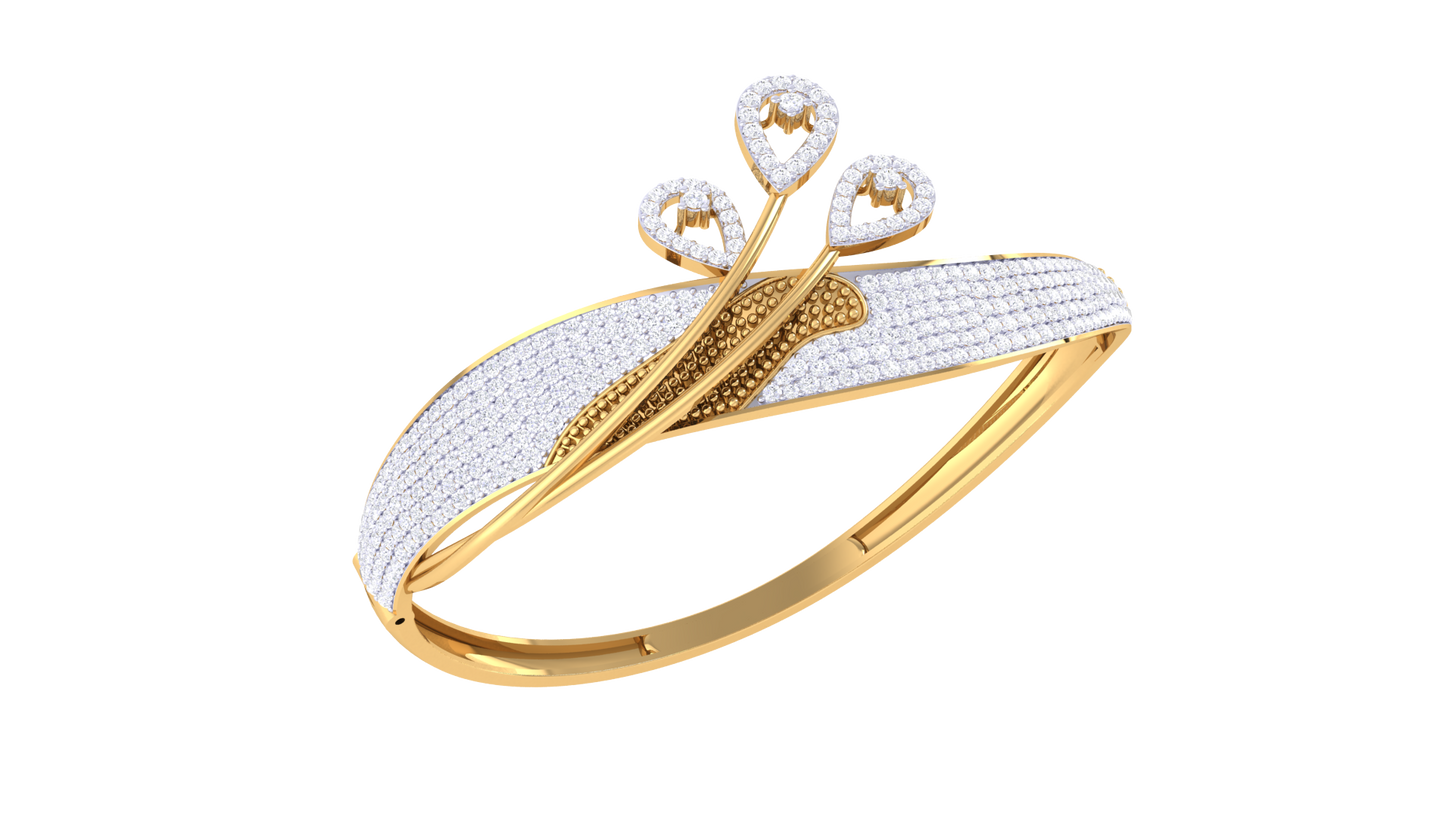 Triple Teardrop Rich Gold Bracelet - 2.40 Ct Diamond Embellishment