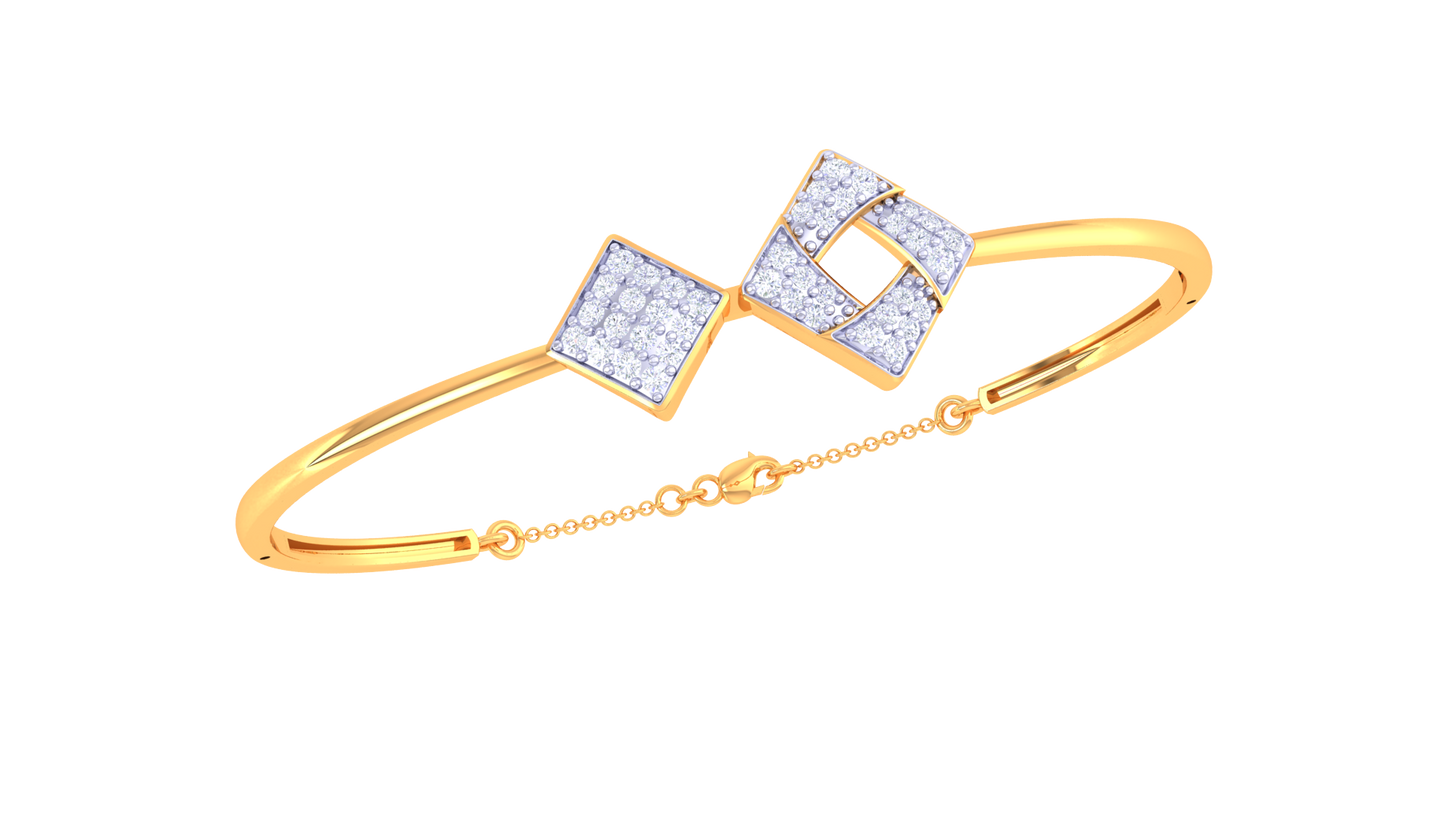 Interlock Square Bracelet In Polished Gold – 0.39 Ct Sparkling Diamonds