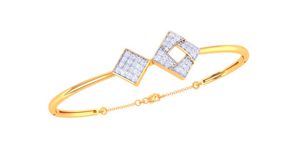 Interlock Square Bracelet In Polished Gold – 0.39 Ct Sparkling Diamonds