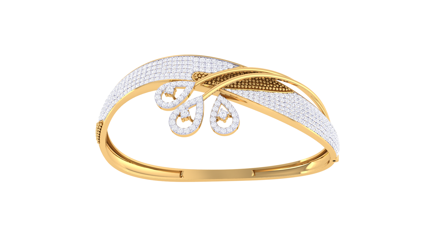 Triple Teardrop Rich Gold Bracelet - 2.40 Ct Diamond Embellishment