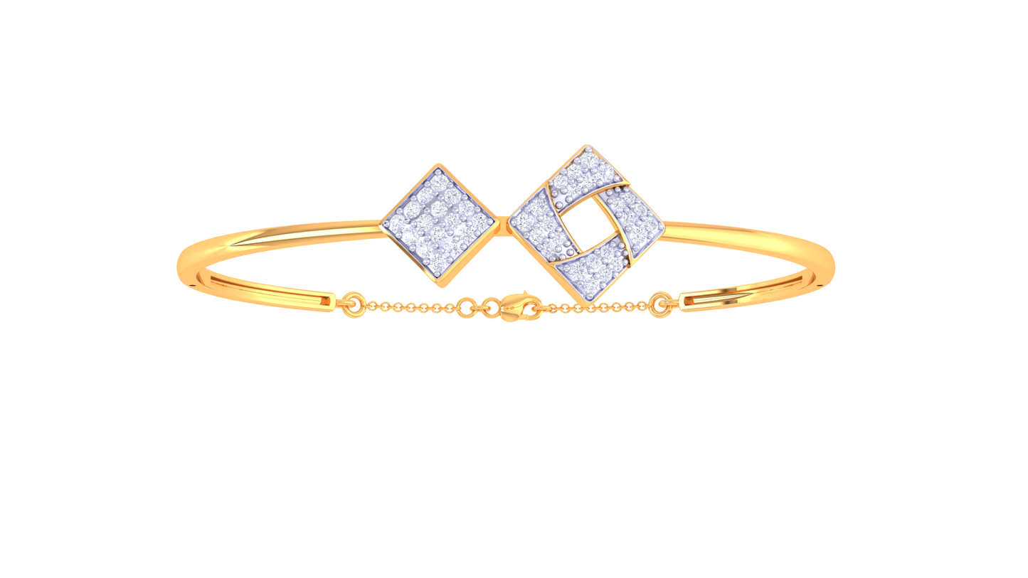 Interlock Square Bracelet In Polished Gold – 0.39 Ct Sparkling Diamonds