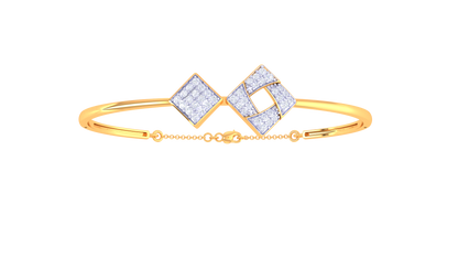 Interlock Square Bracelet In Polished Gold – 0.39 Ct Sparkling Diamonds