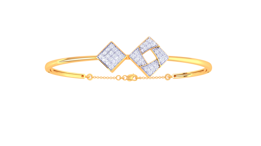 Interlock Square Bracelet In Polished Gold – 0.39 Ct Sparkling Diamonds
