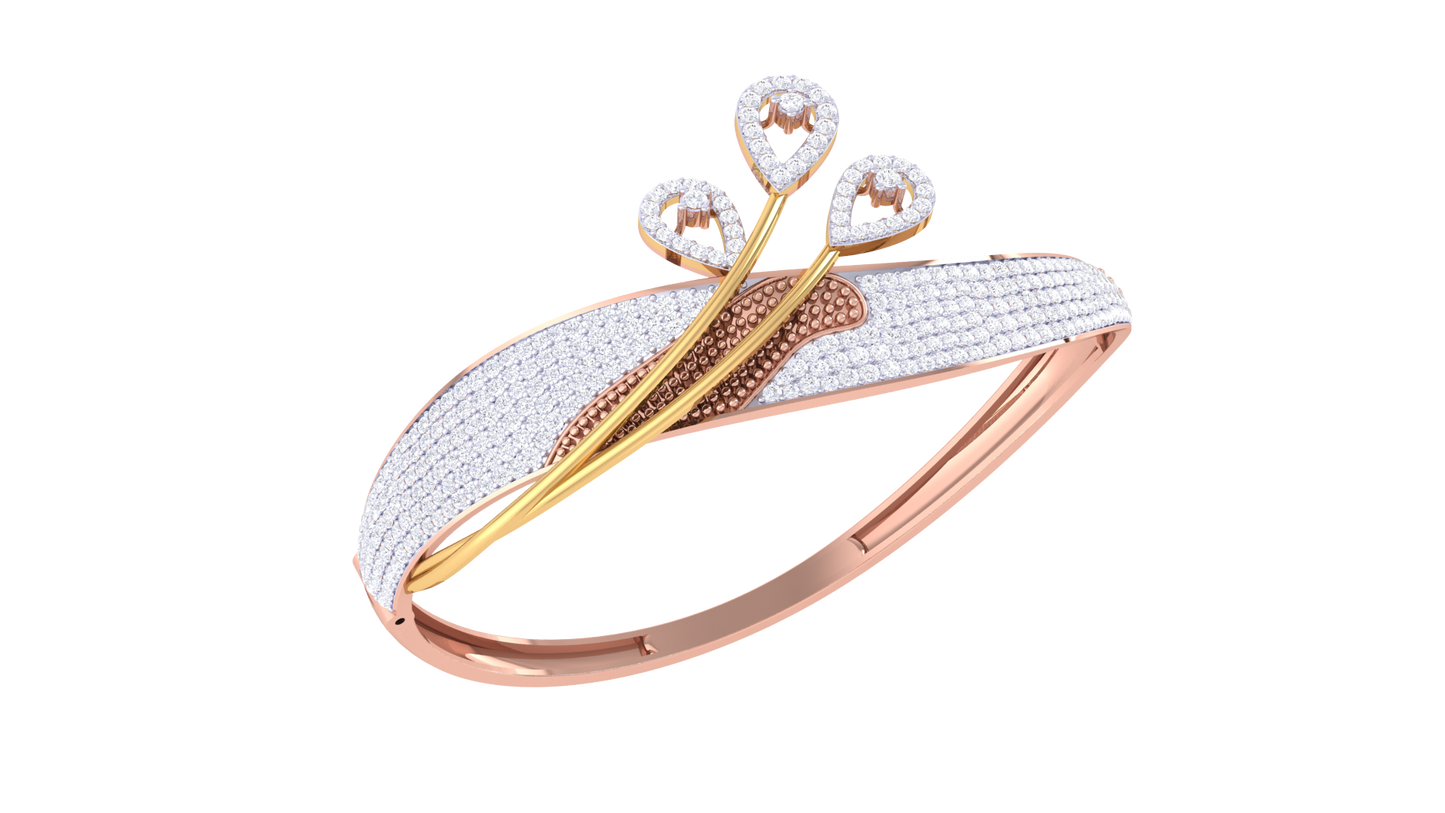 Triple Teardrop Rich Gold Bracelet - 2.40 Ct Diamond Embellishment